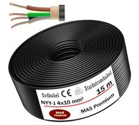 MAS-Premium® Cavo elettrico di marca tedesca per la posa in esterni e in terra (NYY-J 4 x 10 mm², 15 m