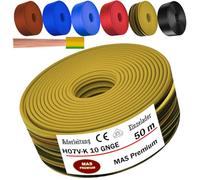 MAS Premium Cavo unipolare H07 V-K 10 mm² Nero, Marrone, Blu scuro, Verde-giallo, Blu chiaro o Rosso, cavo singolo flessibile da 5 a 100 m (Verde-giallo, 50 m)