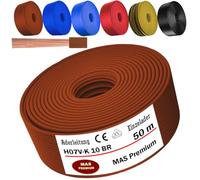 MAS Premium Cavo unipolare H07 V-K 10 mm² Nero, Marrone, Blu scuro, Verde-giallo, Blu chiaro o Rosso, cavo singolo flessibile da 5 a 100 m (Marrone, 50 m)