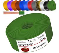 MAS Premium Conduttore H07 V-K 1 x 2,5 mm² HBL GRGE RT DBL BR OR GR WS VIO GN o GE cavo singolo flessibile da 5 a 100 m (verde, 70 m)