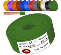 MAS Premium Conduttore H07 V-K 1 x 2,5 mm² HBL GRGE RT DBL BR OR GR WS VIO GN o GE singolo, flessibile da 5 a 100 m (verde, 10 m)