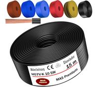 MAS Premium Da 5 a 100 m Cavo unipolare, H07 V-K, 10 mm², nero, marrone, blu scuro, verde-giallo, blu chiaro o rosso, cavo singolo flessibile (nero, 15 m)