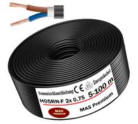 MAS Premium H05RN-F Cavo di Alimentazione 2x0,75mm² 5-100m NERO, Gomma