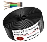 MAS-Premium® NYY-J Cavo elettrico di marca tedesca per la posa in esterni e in terra, matassa cavo di alta tensione standard, prodotto in Germania, 5 x 6 mm², 15 m