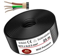MAS-Premium® NYY-J Cavo elettrico di marca tedesca per la posa in esterni e in terra, matassa cavo di alta tensione standard, prodotto in Germania, 4 x 2,5 mm², 25 m