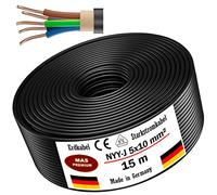 MAS-Premium® NYY-J Cavo elettrico di marca tedesca per la posa in esterni e in terra, matassa cavo di alta tensione standard, prodotto in Germania, 5 x 10 mm², 15 m