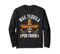 Mas Tequila Por Favor Camicia Divertente Teschio Messicano Maglia a Manica