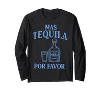 Mas Tequila Por Favor Divertente Festa Bere Maglia a Manica