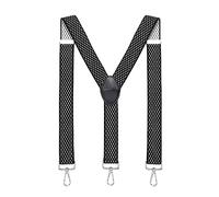 MASADA Bretelle da uomo chiusura a moschettone resistenti 3,5 cm di larghezza fino a 195 cm di altezza - Modello nero bianco