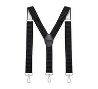 MASADA Bretelle da uomo chiusura a moschettone resistenti 3,5 cm di larghezza fino a 195 cm di altezza - Nero bianco a pois