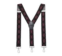 MASADA Bretelle da uomo chiusura a moschettone resistenti 3,5 cm di larghezza fino a 195 cm di altezza - Plaid-nero rosso bianco