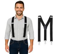 MASADA Bretelle da uomo chiusura a moschettone resistenti 3,5 cm di larghezza fino a 195 cm di altezza - nero