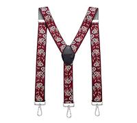 MASADA Bretelle da uomo chiusura a moschettone resistenti 3,5 cm di larghezza fino a 195 cm di altezza - Paisley rosso