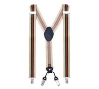 MASADA Bretelle da uomo Clips resistenti 3,5 cm di larghezza fino a 195 cm di altezza Beige-verde-rosso a strisce