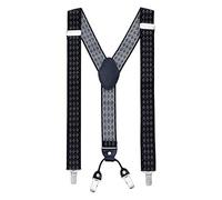 MASADA Bretelle da uomo Clips resistenti 3,5 cm di larghezza fino a 195 cm di altezza bianco e nero plaid