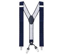MASADA Bretelle da uomo Clips resistenti 3,5 cm di larghezza fino a 195 cm di altezza Blu scuro-bianco