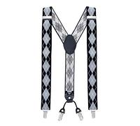 MASADA Bretelle da uomo Clips resistenti 3,5 cm di larghezza fino a 195 cm di altezza Losanga modello Nero-grigio