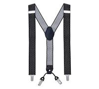 MASADA Bretelle da uomo Clips resistenti 3,5 cm di larghezza fino a 195 cm di altezza Losanghe Bianco e Nero