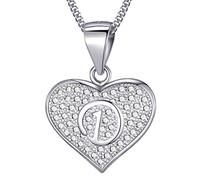 MASADA Collana in Argento 925 - Ciondolo Lettera D a forma di cuore Iniziale con Pietre Zircone - Iniziali Nome per Donna Ragazza - Catena 46 cm Confezione Borsa in Velluto