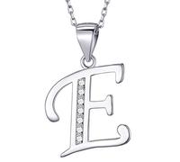 MASADA Collana in Argento 925 - Ciondolo Lettera E Iniziale con Pietre Zircone - Iniziali Nome per Donna e Ragazza - Catena 46 cm Confezione Borsa in Velluto