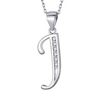 MASADA Collana in Argento 925 - Ciondolo Lettera J Iniziale con Pietre Zircone - Iniziali Nome per Donna e Ragazza - Catena 46 cm Confezione Borsa in Velluto