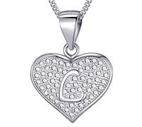 MASADA Collana in Argento 925 - Ciondolo Lettera L a forma di cuore Iniziale con Pietre Zircone - Iniziali Nome per Donna Ragazza - Catena 46 cm Confezione Borsa in Velluto