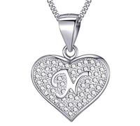 MASADA Collana in Argento 925 - Ciondolo Lettera N a forma di cuore Iniziale con Pietre Zircone - Iniziali Nome per Donna Ragazza - Catena 46 cm Confezione Borsa in Velluto