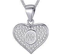 MASADA Collana in Argento 925 - Ciondolo Lettera O a forma di cuore Iniziale con Pietre Zircone - Iniziali Nome per Donna Ragazza - Catena 46 cm Confezione Borsa in Velluto
