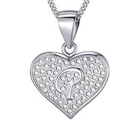 MASADA Collana in Argento 925 - Ciondolo Lettera P a forma di cuore Iniziale con Pietre Zircone - Iniziali Nome per Donna Ragazza - Catena 46 cm Confezione Borsa in Velluto
