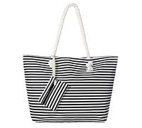 MASADA Grande borsa da spiaggia idrorepellente con cerniera Small black stripes