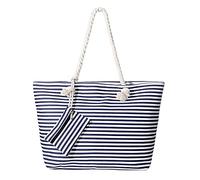 MASADA Grande borsa da spiaggia idrorepellente con cerniera Small blue stripes