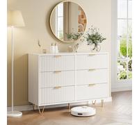 MASAJIA Cassettiera con 6 cassetti, cassettiera per camera da letto bianca, armadio a 6 cassetti, moderno, credenza mobile per soggiorno, camera da letto, sala da pranzo, 100 x 34 x 73 cm (bianca-A)