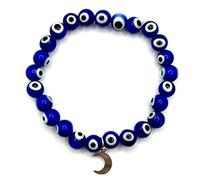 MASBARATA BRACCIALE OCCHI TURCHI CON LUNA ARGENTO 925/1000, 18 centímetros, Argento sterling