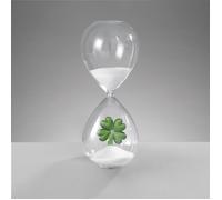 MASCAGNI CASA Clessidra con Quadrifoglio Sabbia Bianca 20cm Vetro