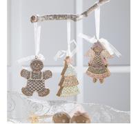 MASCAGNI CASA Set 3 Pendagli per Albero di Natale Pan di Zenzero 9cm