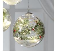 MASCAGNI CASA Sfera Palla con Diamanti Gemme e LED da Appendere 15cm Vetro