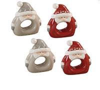 Mascagni Natale C462 Set di 4 portatovaglioli in ceramica rosso grigio tortoraÂ