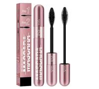 Mascara 2 in 1 per volume e lunghezza, mascara telescopica in fibra di seta 4D, impermeabile, nero, volume 5 volte più lungo, volume e lunghezza di lunga durata per un effetto ciglia finte