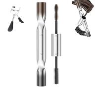 Mascara a doppia estremità Nero e Marrone - Waterproof, incurvante, volumizzante e allungante-Senza grumi e a prova di sbavature, ideale per occhi sensibili - Look naturale o drammatico (1Pezzo)