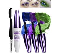 Mascara Blu Viola Verde in Fibra di Seta 5D-3 Colori - Spesso Volumizzante E Allungante, Set Colorato Waterproof Lunga Durata Con Pennello Per Ciglia, Per Un Glamour Trucco Occhi