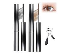 Mascara con scovolino in metallo, mascara waterproof a lunga tenuta senza pennello per donne, effetto lifting a lunga durata 36 ore, senza grumi, sbavature o residui per donne (Nero+Marrone)