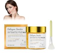 Mascara Gel Antirughe Viso - Maschera Viso Idratante E Nutriente in Gel Con Pennello - 120g per Pelle Luminosa E Giovane, Maschera Notte Anti-Età, Levigante E Idratante Face Mask