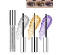 Mascara Glitter 4D Set-3 Mascara Waterproof Glitter per Ciglia Argento Oro E Viola,Lunga Durata e Prova di Sbavature Mascara Volumizzante e Allungante,Diamond Colorate Mascara per Festival Carnevalele