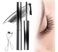 Mascara in bacchetta di ferro, mascara per ciglia a curling 3D, guarnizione in metallo extra slim lavabile impermeabile, allungamento, spesso, falso effetto ciglia, a lungo duratura (Black)