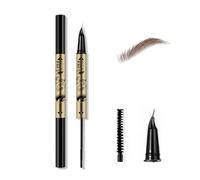 Mascara Multifunzione con Matita Sopracciglia & Eyeliner, Spazzolina Nera per Ciglia Inferiori, Penna Sopracciglia 3 Colori a Punta Ultra-Fine, Impermeabile & Effetto Prolungato (Marrone scuro)
