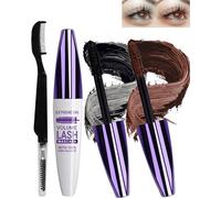 Mascara Nero e Marrone in fibra di Seta 5D-2 Colori Mascara Spesso Volumizzante E Allungante,Set di Mascara Colorato Waterproof Lunga Durata Con Pennello Per Ciglia,Creando Un Glamour Trucco Occhi-1+2