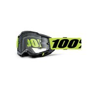 MASCHERA 100% ACCURI 2 ENDURO NEON YELLOW LENTE DOPPIA TRASPARENTE MOTO CROSS MX