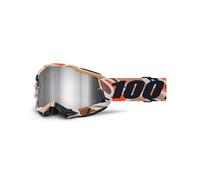 MASCHERA 100% ACCURI 2 FLEA LENTE A SPECCHIO ARGENTO MOTO CROSS MX ENDURO