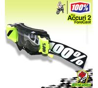 MASCHERA 100% ACCURI 2 FORECAST YELLOW OCCHIALI MOTO CROSS LENTE TRASPARENTE