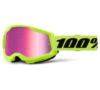Maschera 100% Strata 2 Neon Yellow - Lente A Specchio Rosa